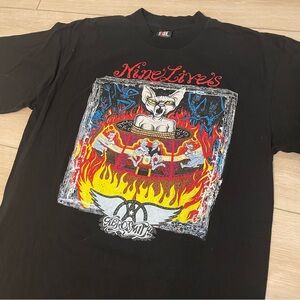 Vintage Aerosmith Nine Lives Tour T-Shirt XL – Giant Tag, Double Stitch